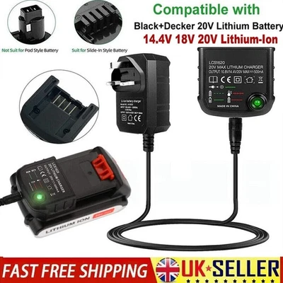 Battery Charger Lithium-Ion Replace for Black and Decker LBXR20 14.4V 18V 20V UK