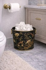 Black Chinoiserie Metal Waste Bin Planter Dec...