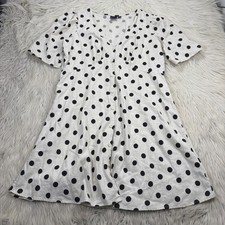 Gap Women's PL Polka Dot Linen Blend Empire Mini Dress Retro Cocquette