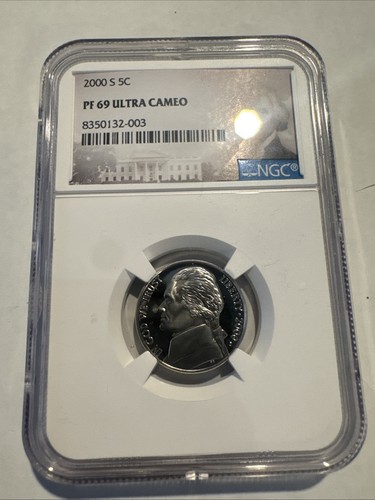2000-S Proof Jefferson Nickel, Classificato PF69UC NGC * Etichetta Ritratto
