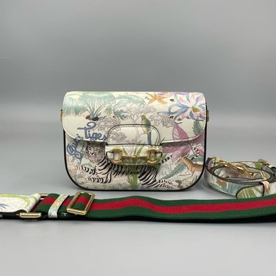 Gucci Multicolor New Shanghai Tiger Savanah Web Mini Horsebit 1955 Shoulder Bag