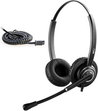 Headset with Microphone, Noise Canceling Wired Headphone with RJ9 Jack for Offic