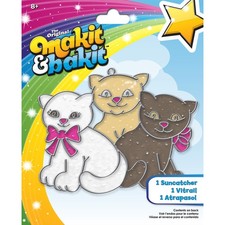 6 Pack - Colorbok Makit Bakit Glittering Suncatcher Kit-3 Kittens - QM BG-4894