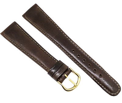 Vintage Calfskin Flat Watch Bracelet 18/14mm Dark Brown / 82