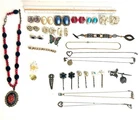Vintage & Modern Costume Jewelry Lot 30+ Pcs Estate Jewelry Rose Cameo Earrings