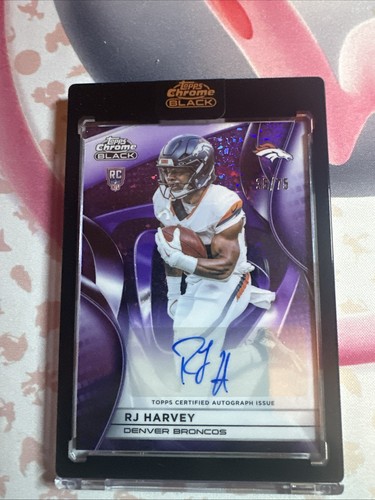 2025 Topps Chrome Black Rookie Auto Purple Refractor RJ HARVEY RC /75 BRONCOS