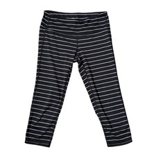 Athleta Chaturanga Stripe Capri Leggings Black White Yoga Pants S