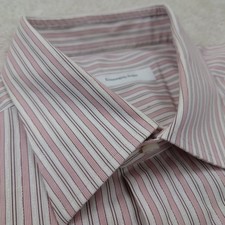 Ermenegildo Zegna Pink Striped Dress Shirt 100 Cotton Men's Size 43/17