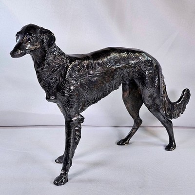 Vintage Borzoi Saluki Sighthound Dog Figurine Statue Cast Metal 15 Inch