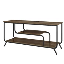 TV Stand 55" Modern Console with LED Light & TV Socket Grey