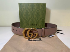 GG Marmont Dusty PinkGUCCl Leather Belt Gold Brass Buckle Authentic