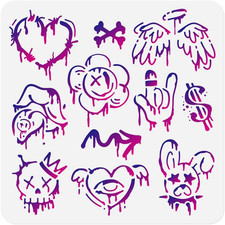 11.8"X11.8" Street Graffiti Wall Stencil Templates, Street Art Reusable Plastic