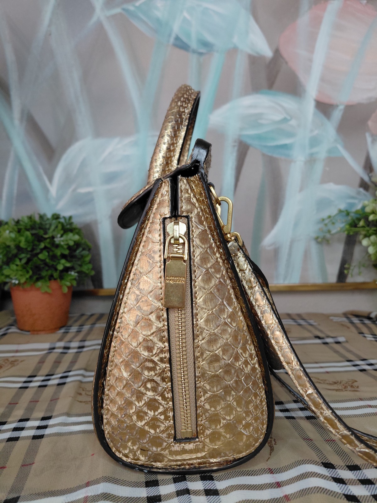 Alexander McQueen Gold Python Top Handle Crossbod… - image 6