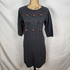 Ann Taylor LOFT Size Small Rhinestone Embellished French Terry 100% Cotton Dress