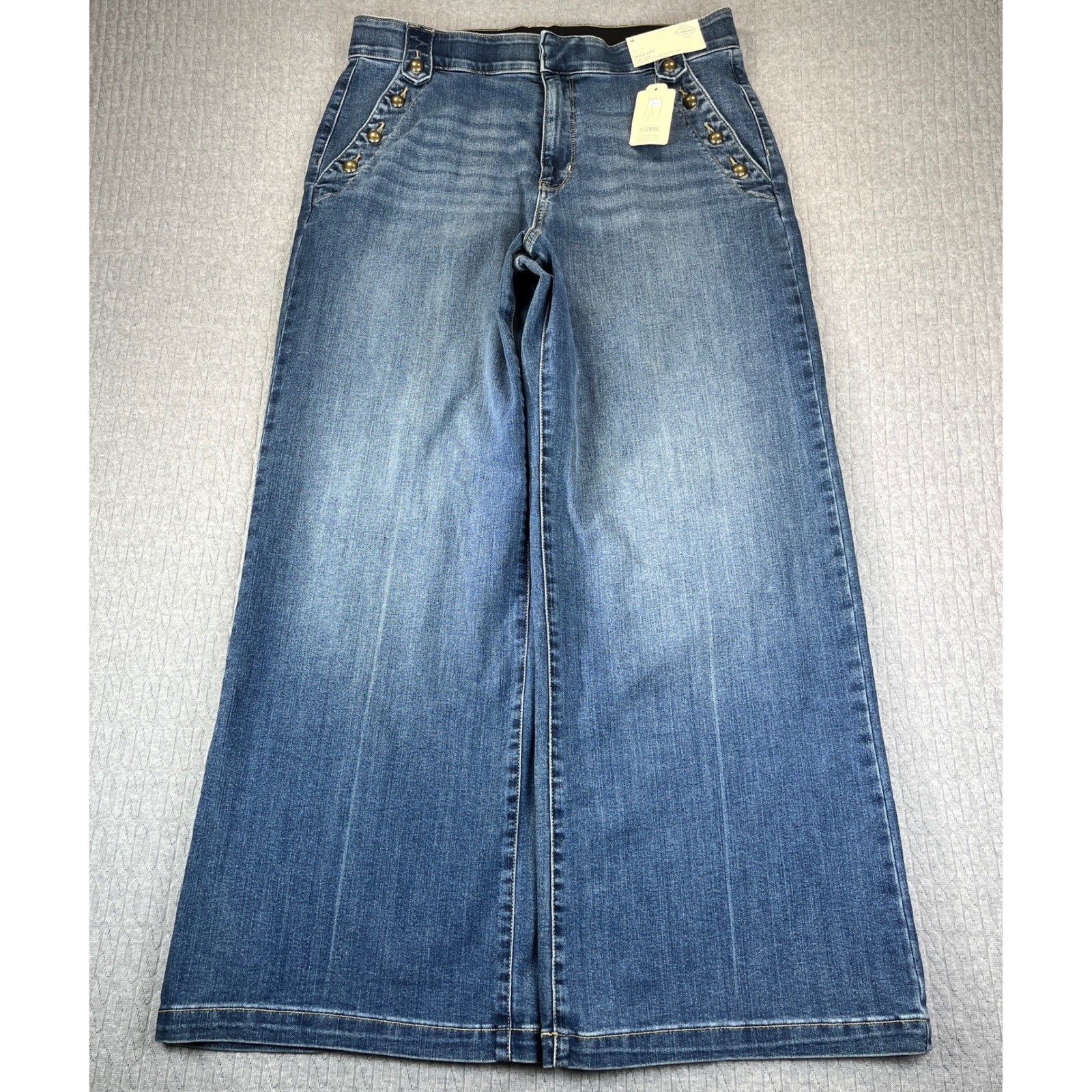 New Baggy Wide Leg Jeans Women 16/34X31 high-rise medium wash St. John's Bay