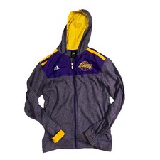 Adidas Lakers Jacket Los Angeles Lakers Full Zip Hoodie Size Medium Purple/gold