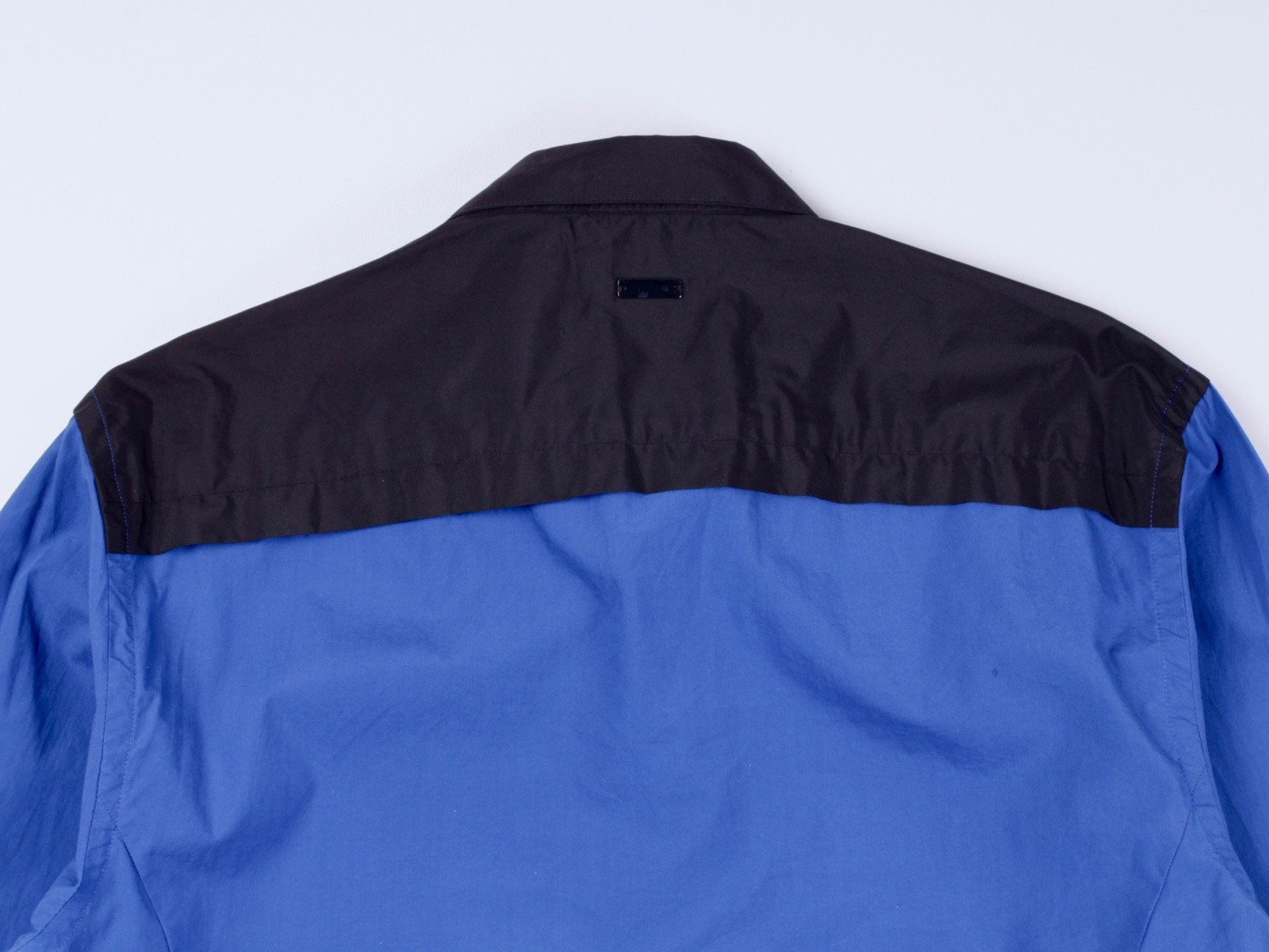 Men's ADIDAS NEO SLVR Blue + Black Nylon Button Up Long Sleeve Shirt Size M image 10