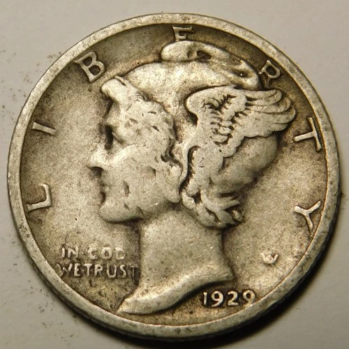 1929 S Mercury Dime F-VF "Actual Coin Pictured Not Cleaned, Polished or Dipped"