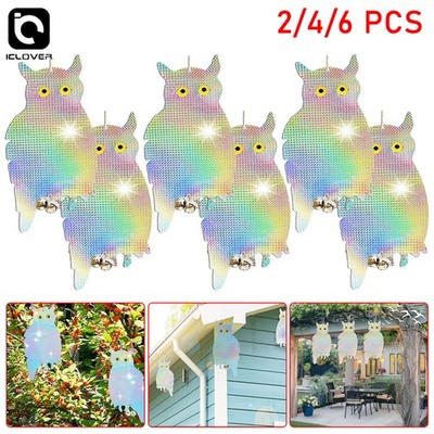 Reflective Birds Deterrent Scarer Keep Away Repellent Hanging Fake Owl Decoy