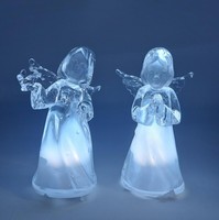 2Er Set Led Dekofiguren Engel Mit Licht H. 10Cm Acryl Formano W25