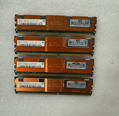Vintage HP 8GB Kit (4x 2GB) DDR2 677 PC2-5300F ECC DIMM Gold Pin HP 398707-051