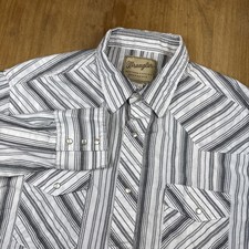Wrangler Long Sleeve Pearl Snap Mens XL White Metallic Striped Western Cowboy