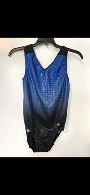 GK Elite AXL Gymnastics Leotard V Neck Blue Digital Dots
