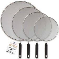 U.S. Kitchen Supply 4-Piece Stainless Steel Splatter Guard Set 13, 11.5, 10,8...
