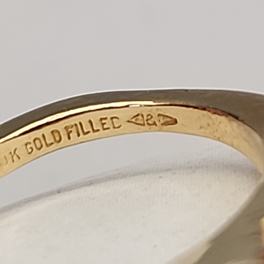 Goldstone Ring Gold Filled Split Shank Small 4.5 … - image 7