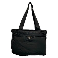 PRADA Black Nylon Chemical Fiber Leather Shoulder Bag