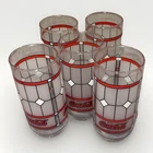 Set of 5 Vintage Coca-Cola Drinking Glasses Tiffany Frosted Stained Glass Style