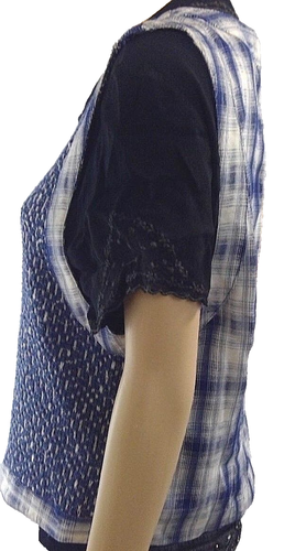 Chaleco vintage Ivy Collectibles para mujer talla L azul a cuadros suéter botones delanteros - Imagen 5 de 12