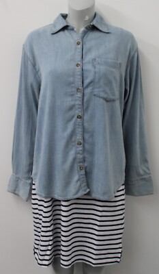 Ex -DNMX Button through Long Sleeve Denim Shirt Size M (12