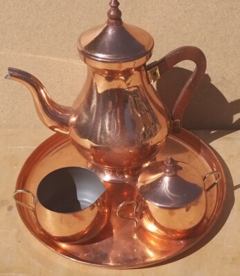 Vintage alte antike Teekanne Kaffee Milchkännchen passendes Set 3 Deko volle Größe