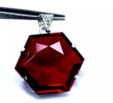 Hexagonal Cut Natural 92.40 Ct Red Topaz 925 Solid Silver Pendant Loose Gemstone