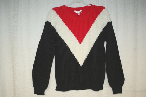 BLACK Chevron V Design THICK KNIT Size 