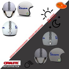 Adesivi casco vespa rifrangenti quadri nero zebra sticker reflective 6 pz
