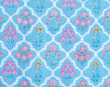 5 Yard Indian Handmade Natural Cotton Sanganeri Hand Block Print Floral Fabric