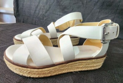 MICHAEL MICHAEL KORS Womens White Darby Toe Wedge Leather