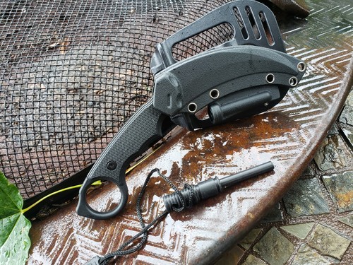 Conceal Carry Karambit Fixed Blade Boot Knife Fire Starter Flint Holster Sheath - Picture 11 of 12