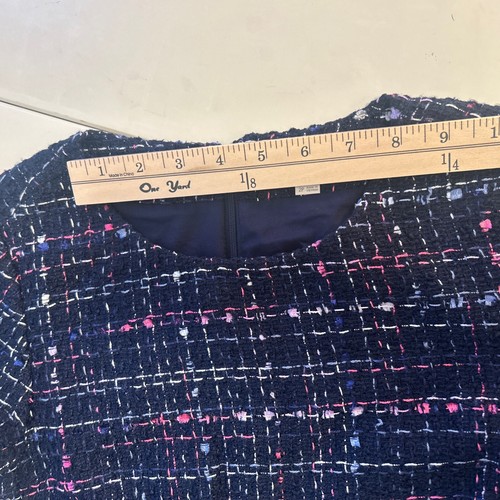 Vestido LOFT Tejido Tweed Azul Manga Corta Recto Cambio Talla 2P Mujer’s Moda - Imagen 10 de 13