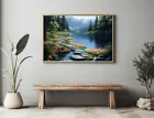 Beautiful Pond Lake Landscape Oil Painting Wall Art Print Printed On Canvas