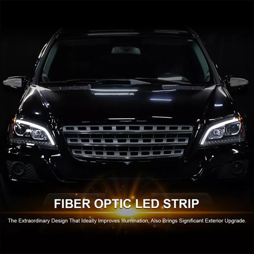 Black Fit 2009-2011 Mercedes Benz W164 ML320 LED Sequential Projector Headlights - Picture 5 of 12