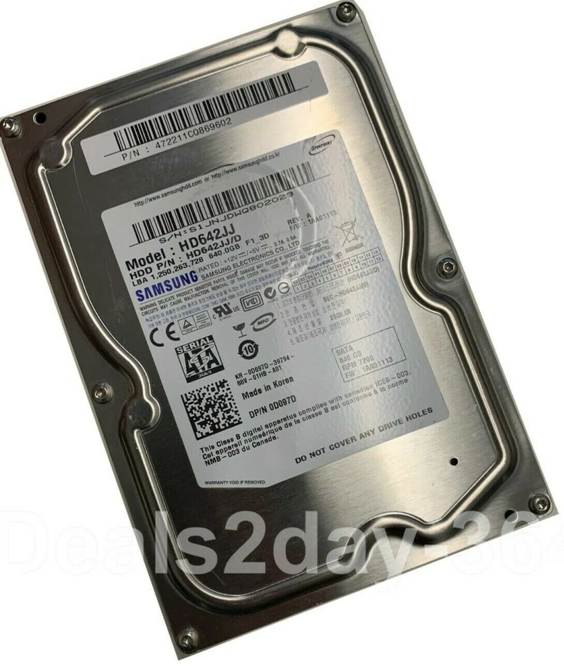 SAMSUNG SPINPOINT F1 HD642JJ 640GB 7200RPM SATA 300 3.5" Hard Drive *NEW - Image 2 of 4