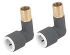15mm Pushfit Radiator Valve Anthracite Speedfit Stem Elbow Pair 90 Deg TCELB15A