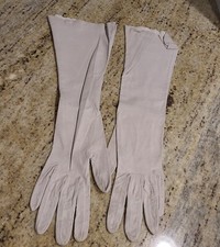 Vintage Size S Gray Suede Leather Formal 16" Long Gloves