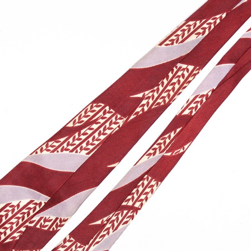 VTG 1940s Pilgrim Rayon Necktie Mens Maroon Gray Cream Mauve Abstract Print Tie - Picture 6 of 7