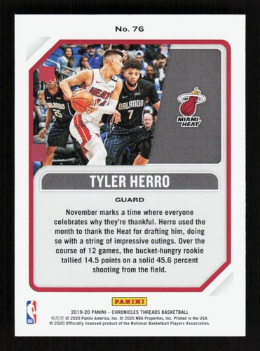 2019-20 Panini Chronicles #76 Tyler Herro/Threads! *PWE* - Bild 2 von 2