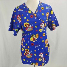 Disney Halloween Scrub Top Shirt Mickey Minnie Mouse Trick Or Treat Size M