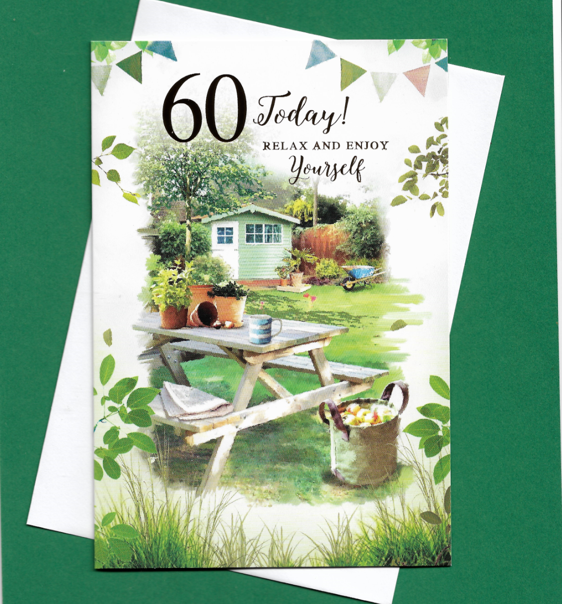 60 Today Birthday Card 60th Age Sixty Garden Scene Countryside Male Man 19x13cm